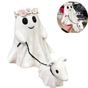 Ghost Walking Dog Statue, Ghost Walking Dog Statue,Ghost Walking His Ghost Dog Ghost Dog Statues Spooky Ghost Dog Figurine Home Tabletop Decorations, Figurines