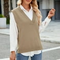 thumbnail image 6 of Kaemgyyd Womens V Neck Sweater Vest Oversized Sleeveless Solid Color Loose Pullover Casual Fall Winter Knitted Tank Top, 6 of 6