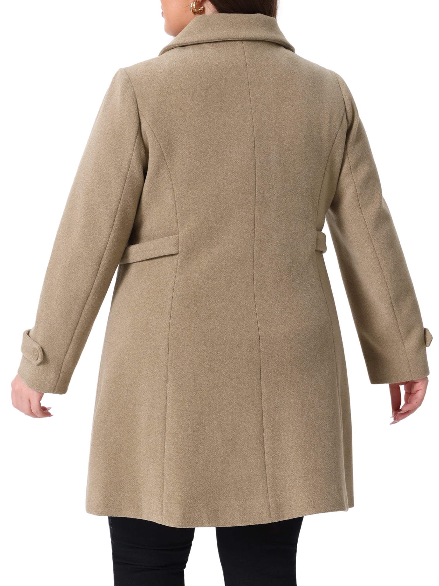 DARING DIVA Women's Plus Size Peter Pan Collar Long Sleeves Winter Coats 2X Brown