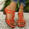 thumbnail image 2 of Rokment Womens Platform Chunky High Heels Dressy Slip on Sandals 2026 Summer Comfortable Trendy Casual Geometric Hollow out Heeled Slides Orange Size 6.5, 2 of 6
