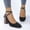 Black, variant on Women's Fashionable Solid Color Square Toe Cross Strap Heel Shoes Temperament and Comfortable Shoes