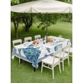 thumbnail image 4 of Outdoor Tablecloth with Umbrella Hole for Patio/Picnic/Party/Camping, Nautical Coastal Waterproof Table Cloth Rectangle Table Cover Washable, Summer Beach Shells Turtle Starfish Wood Blue (60"x 84"), 4 of 9