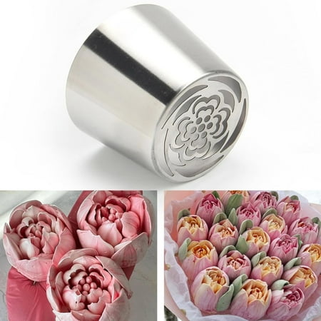 Vestitiy Stainless Steel Rose Floral Piping Nozzles for Cake Decorating Icing Cream Piping Tips Cupcakes Desserts DIY Flower Nozzle Silver 2.19*1.73 Inch