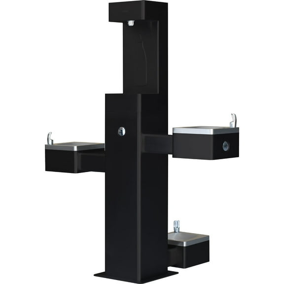 Outdoor Bottle Filler & Bi-Level Drinking Fountain & Pet Station, Black Powder Coat