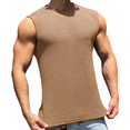 thumbnail image 2 of BXINGOHAI Men's Tank Tops Knit Tee Muscle Basic Sleeveless T Shirts Fall Savings Khaki,M, 2 of 3