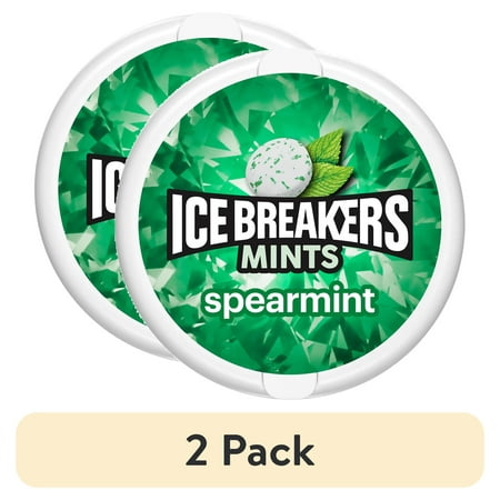 (2 pack) Ice Breakers Spearmint Sugar Free Mints, Tin 1.5 oz