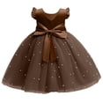 thumbnail image 5 of Gufahion Summer Dresses for Girls Sizes 5-9years Fashionable Girls' Solid Color Mesh Puffy Dress Performance Formal Sundresses, Brown, Gifts for Family, 5 of 6