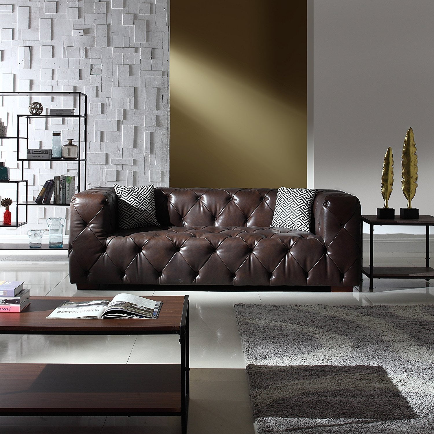Large Tufted Italian Match Leather  Chesterfield Sofa 