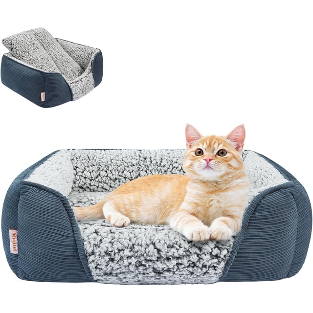 Washable Dog Bed with Removable Cushion for Medium Small Dogs Easy to Wash Pet Sofa Bed with Side Rectangle Bolster Cat Bed Calming Cuddle Puppy Bed Slip Bottom CM