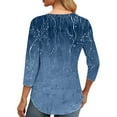 thumbnail image 7 of SOOMLON Womens 3/4 Sleeve Summer Tops Petite Tunic Cotton Tops Casual Crewneck Shirts Cute Floral Graphic T Shirts 2025 Fashion Spring Summer Ladies Tops Loose Fit Y2k Basic Outfits Pullover Blue XL, 7 of 7