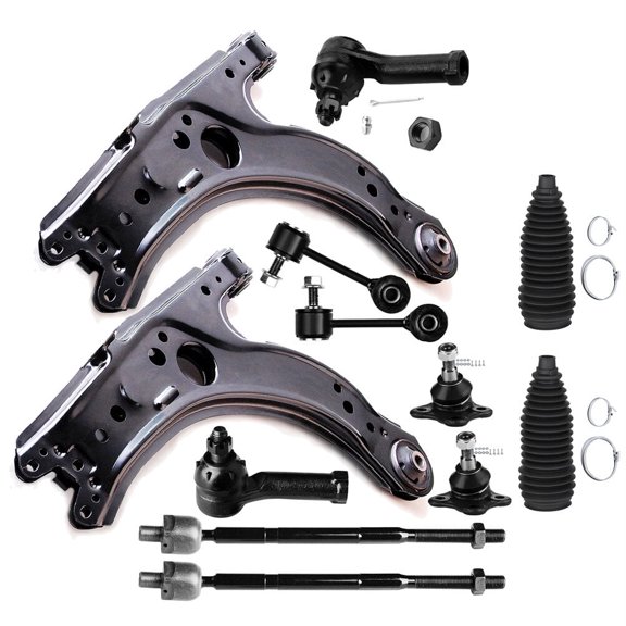 SCITOO 12pcs Front Suspension Kit Lower Control Arm Ball Joint Outer Inner Tie Rod End w/ Boot Sway Bar End Link For 1999-2004 For Volkswagen For Golf For Volkswagen For Jetta For Volkswagen Type-1