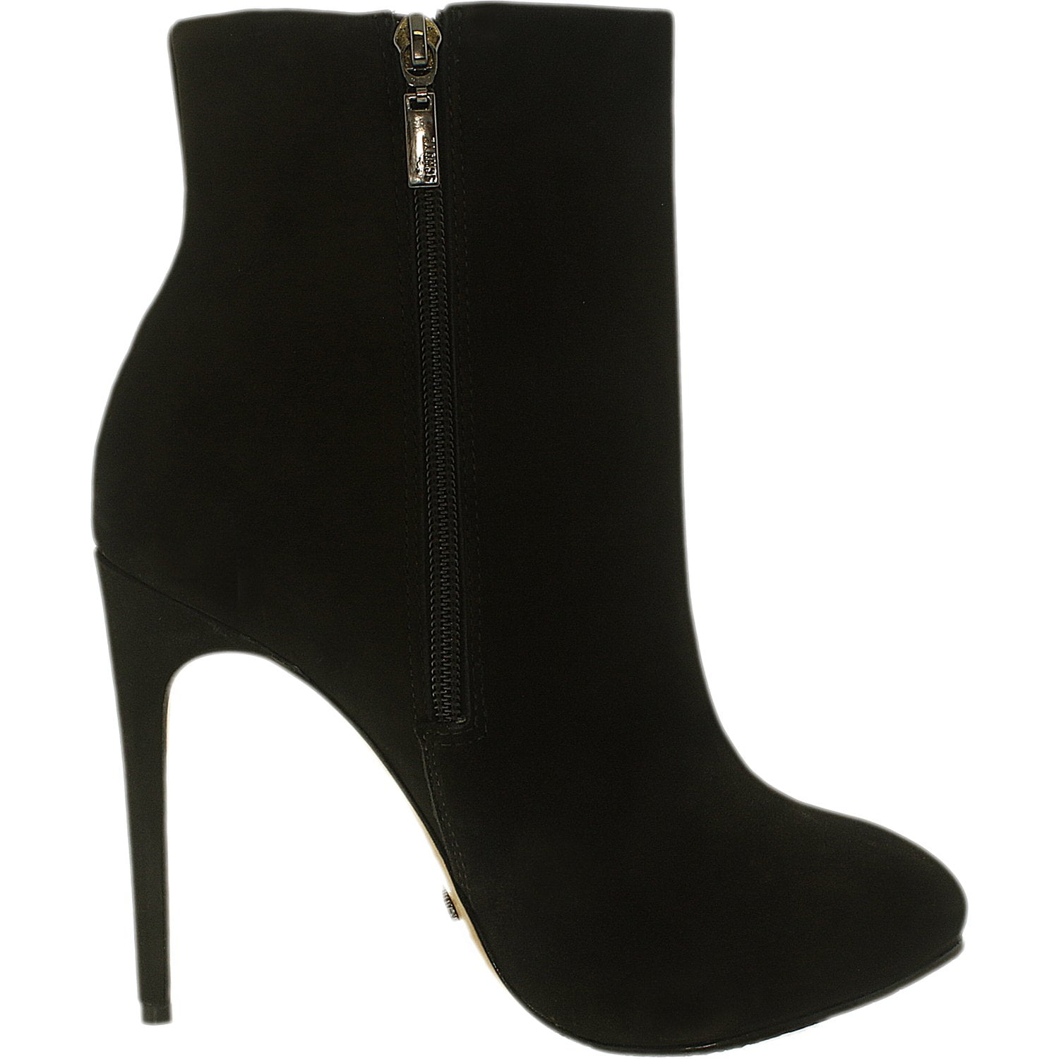 black suede ankle boots with pointed toe
