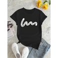 thumbnail image 2 of Chic Abstract Letter Print Women's T-Shirt - Casual Crew Neck, Short Sleeve, Stretchy Polyester Blend, Machine Washable - Perfect for Summer & Everyday Fashion, 2 of 6
