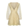 thumbnail image 6 of IROINNID Sequin Dress for Women Pure Desire Sexy Deep V-neck Sequin Long Sleeve Small Dress,Gold, 6 of 7