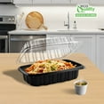 thumbnail image 6 of EcoQuality 26oz Hinged 9x6x3 Inch Black Clamshell Takeout Container with Clear Lid Disposable Food Container for Takeout, Restaurants, Meal Prep, Catering, Delivery (60), 6 of 8