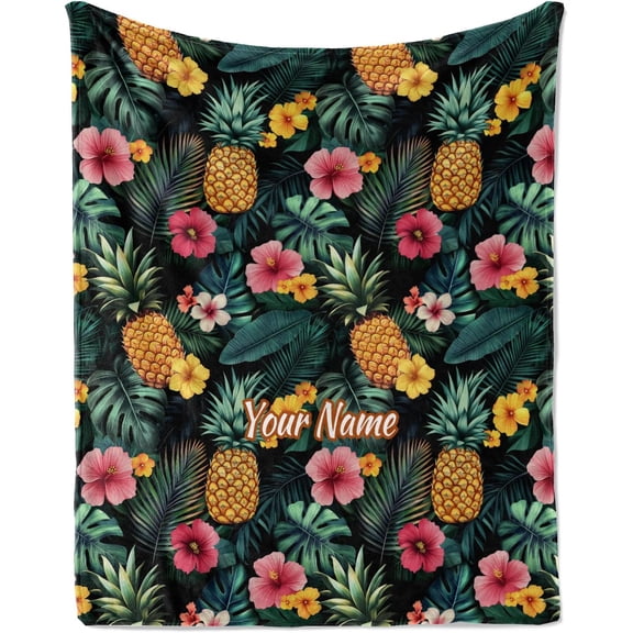 Freedom Personalized Pineapple Gifts for Women Men, Pineapple Blanket Print, Custom Blanket with Name Flannel Blankets Customized Throw Blankets 60"x80"
