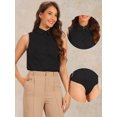thumbnail image 2 of DARING DIVA Sleeveless Collared Button Down Bodysuit Top M Black, 2 of 6