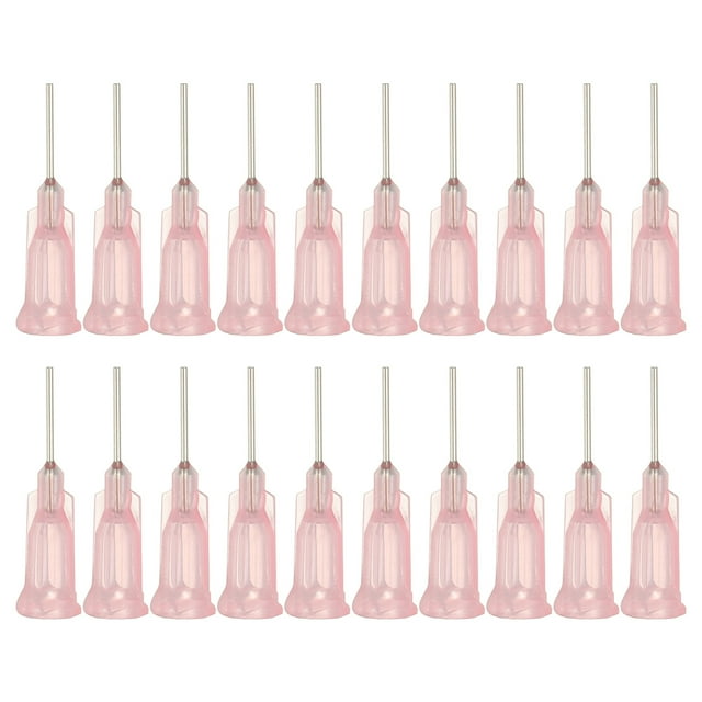 Agujas de dispensación de 20Ga, 102PCS, agujas de dispensación de punta roma de 1/2 pulgada con bloqueo Luer para rellenar tintas líquidas, adhesivos, aceites, rosa