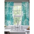 thumbnail image 2 of Vintage Nautical Sheer Curtains 63 Inch Long 2 Panels, Summer White Compass Shell Starfish Teal Wooden Light Filtering Rod Pocket Curtains, Sheer Voile Drapes for Living Room Bedroom, 52"x63", 2 of 8