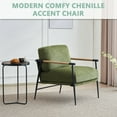 thumbnail image 5 of Green Accent Chair Armchair Chenille Mid Century Modern Accent Chair Metal Leg Comfy Cushion for Living Room, 5 of 11