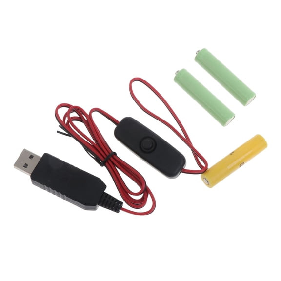 Type-C USB Dummy Battery Adapter Eliminator Cable Replace AAA Batteries for LED Light Razors Toy Radio with Power Switch
