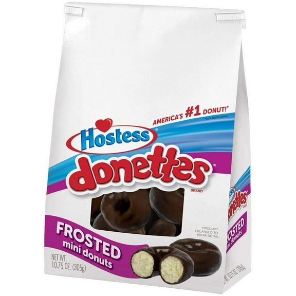 Hostess Donettes - Frosted Mini Donuts - Chocolate Flavored Donuts - 10.75 Oz Bag - Pack of 6