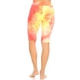 thumbnail image 2 of Women High Waist Knee Length Colorful Tie Dye Shorts – Pink/Yellow S/M, 2 of 3