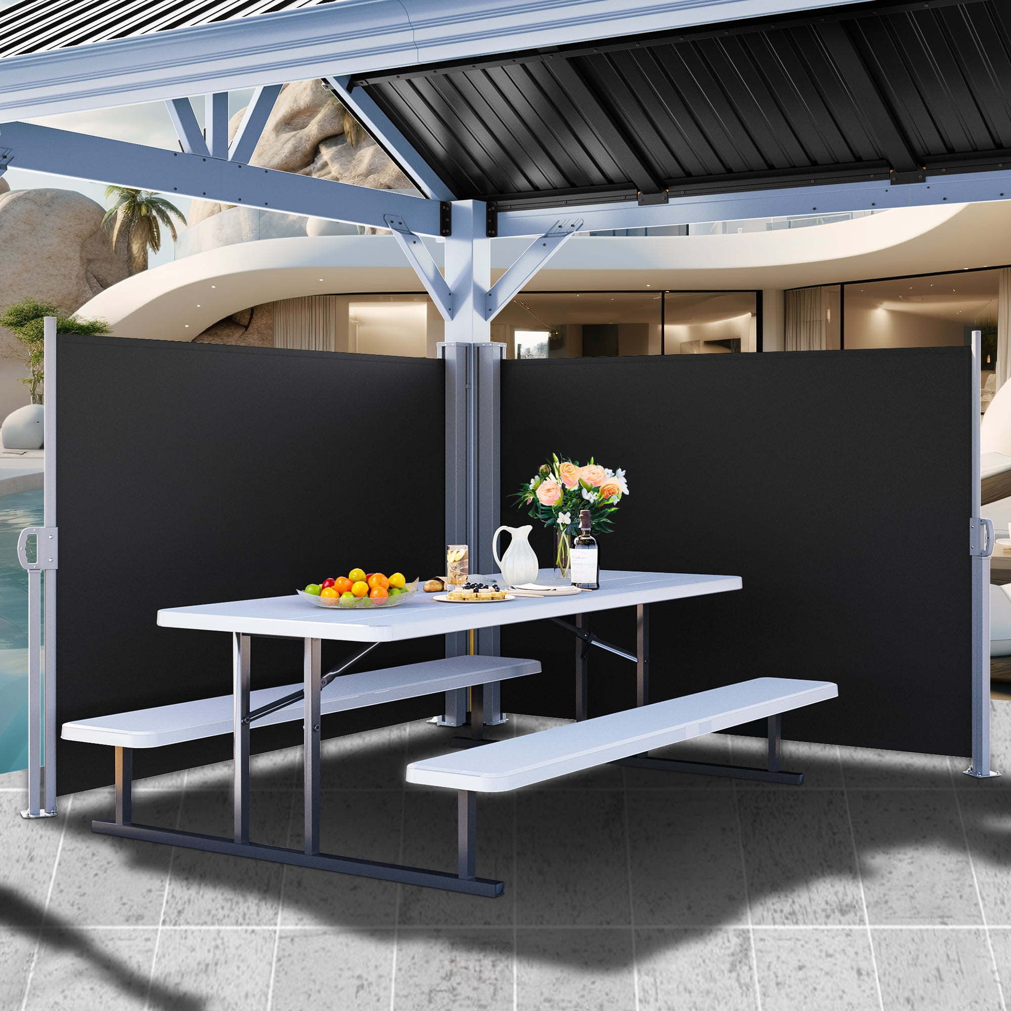 Uforic Retractable Privacy Screen with UV-Resistant Waterproof  for Garden, Deck, Patio (Black)