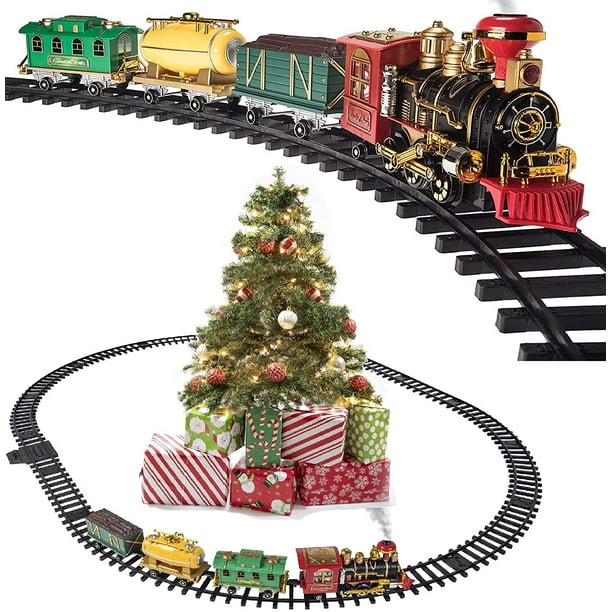 Prextex Christmas Train Set Around The Christmas Tree with Real Smoke