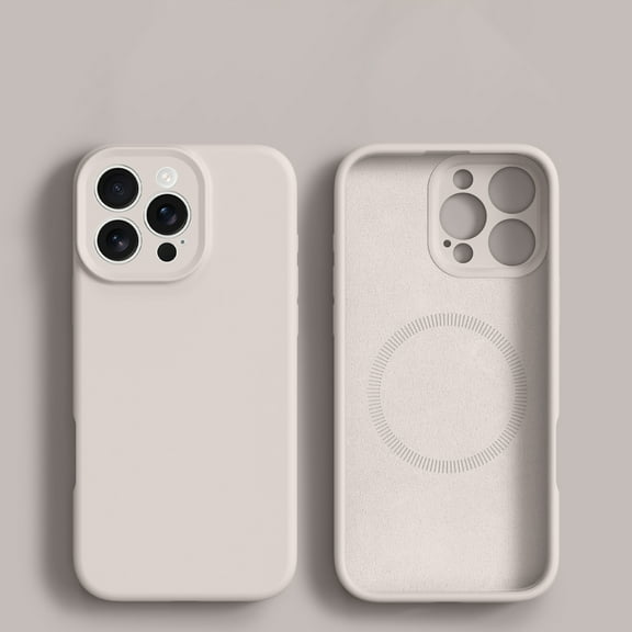 ELEHOLD Silicone Magnetic Case For iPhone 16 Pro Max , Shockproof Slim Soft TPU Lightweight Flexible Anti-Fingerprint Non-Slip Magnetic Phone Case Lens Protection Cover,White