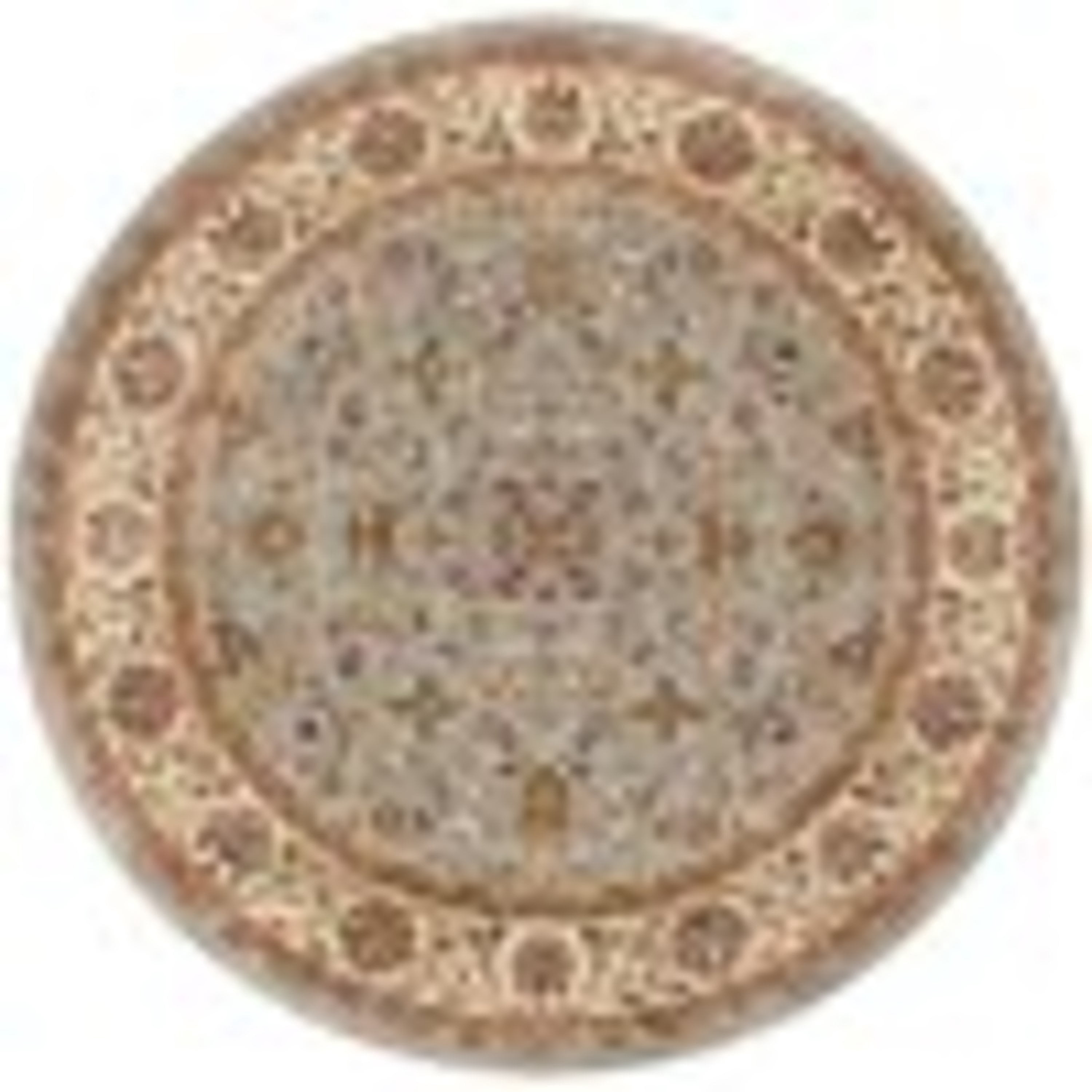 Traditional Area Rug (5'3'' Round) Border Blue, Beige Indoor Round Easy to Clean