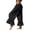 45# Black, variant on Womens Linen Pants Wide Leg Casual Cropped Ruffle with Ties Palazzo Flowy Drawstring Loose Cute Pants with Pockets White L