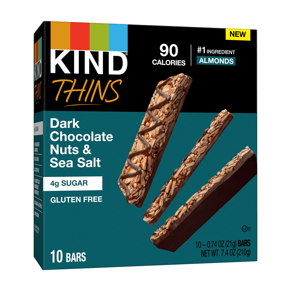 KIND Bars, Thins Dark Chocolate Nuts & Sea Salt, Gluten Free, .74 oz