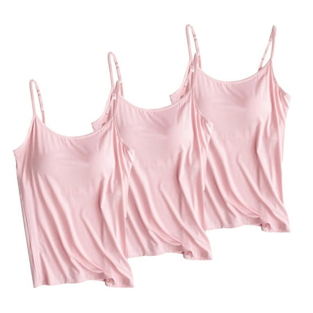 Popular Picks  Women s Tank Top  Padded Bra  Neck Strap Bodysuit  Sleeveless  Summer 2025  Basic Layer  for Workout  Fitness  Everyday Wear  Bra for Older Women | Pink M  Sopatenor