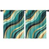 Blackout Kids Curtains,Teal Gold Marble Childrens Insulated Curtains Set Of 2,Bedroom Essentials,Toddler Room Decor 42x54in(106x137cm)