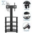 thumbnail image 2 of RTVR 4-Tier Corner Flat TV Stand with Swivel Mount for TVs up to 70", Black Glass Cabinet, 2 of 7