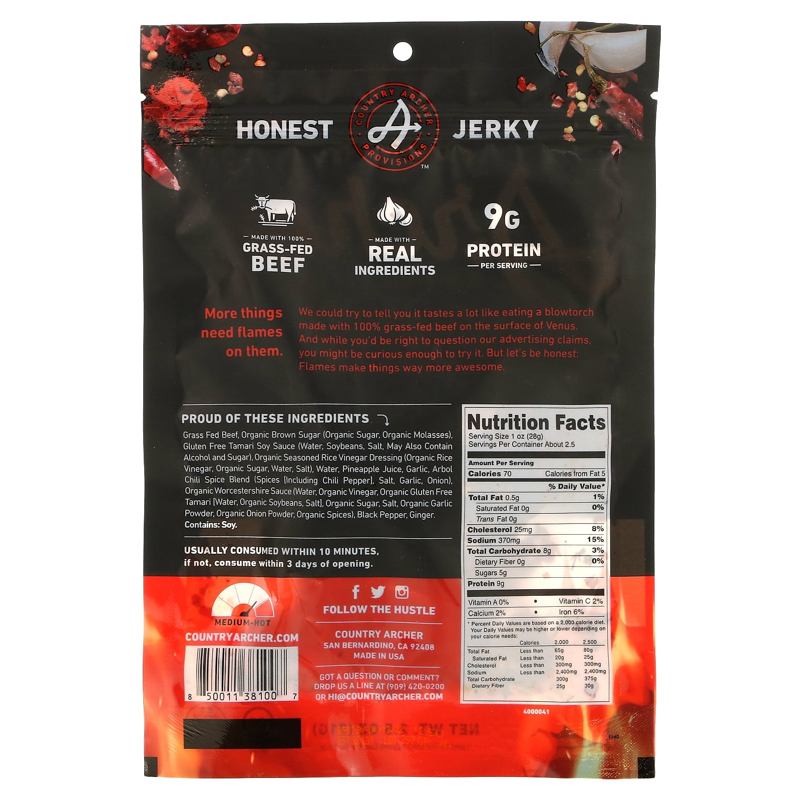 Country Archer Fuego Beef Jerky 2.5 oz