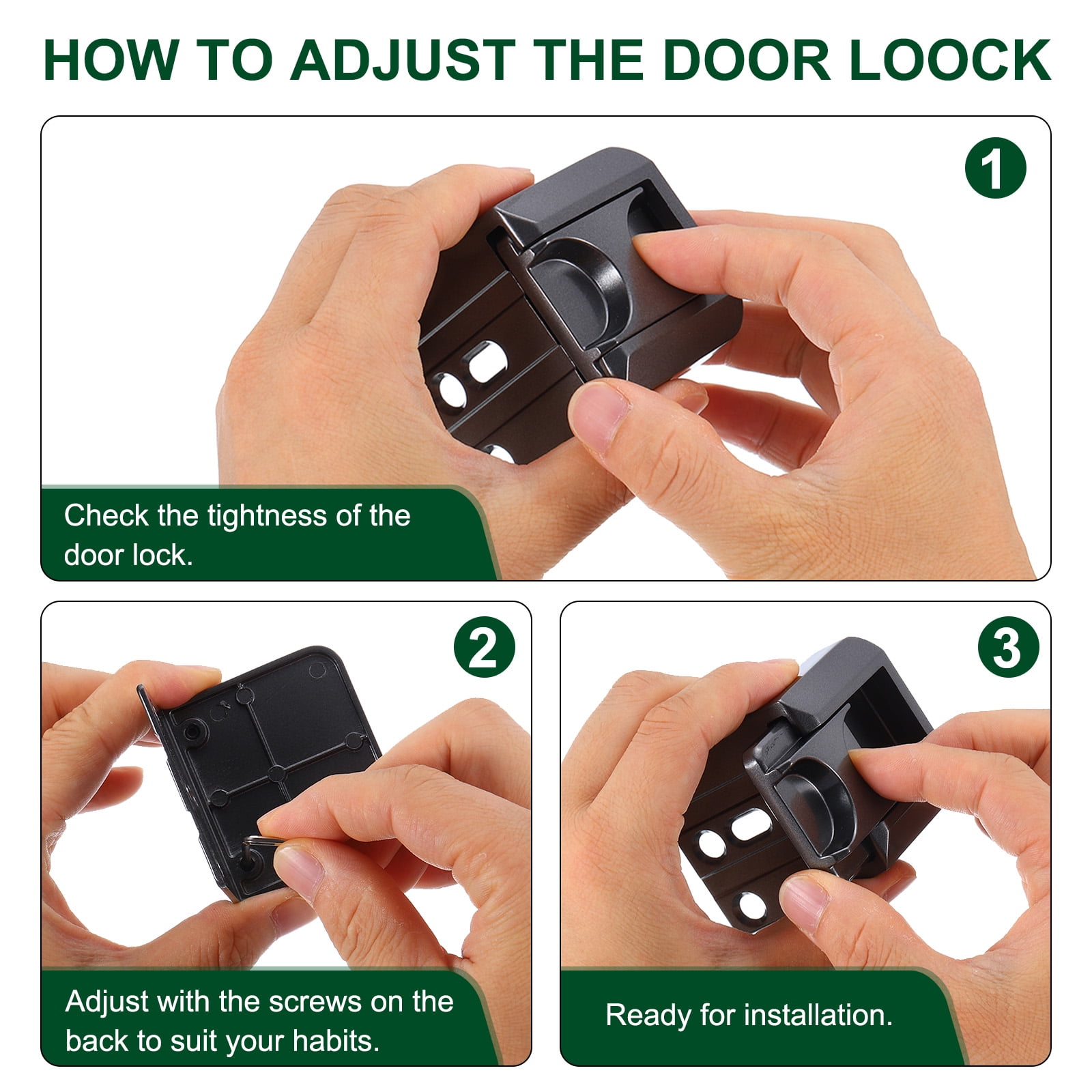 Uxcell 2 Pcs Home Security Door Lock, Child Proof Door Reinforcement Lock Latch, Upgraded Safety Night Lock Extra Protective Door Lock for Inward Swinging Door, Silver
