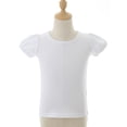 thumbnail image 2 of Nyeemya Kids Girls Soft Cotton Basic T-shirt Summer Round Neck Puff Short Sleeve Solid Color Tee White 1T, 2 of 6