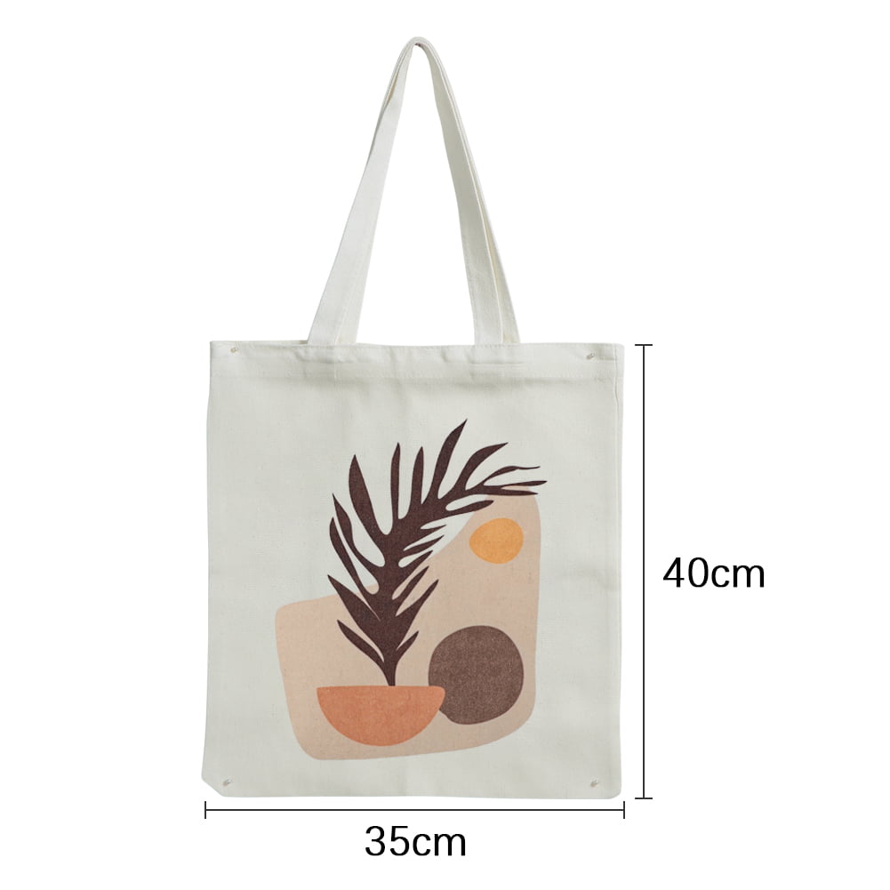 UHEOUN Floral Initial Canvas Tote Bag, Reusable Shopping Bag