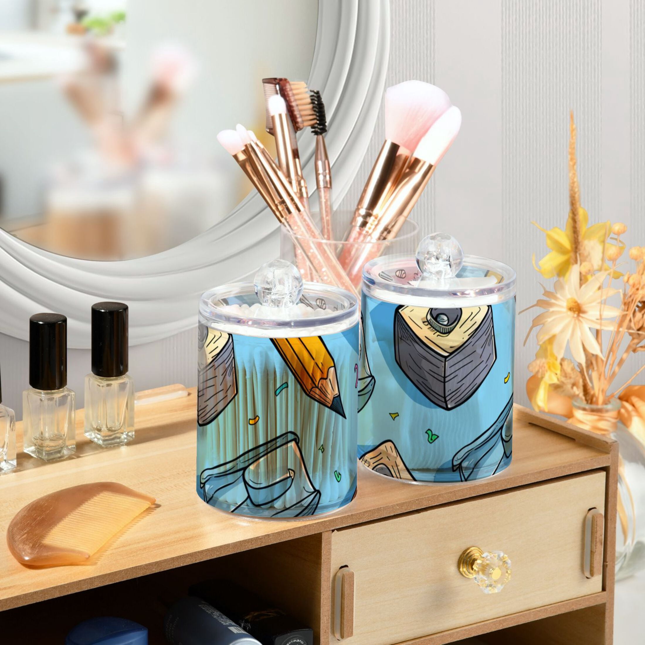 Ckdifva Pencil Sharpener Storage Jar with Lid Acrylic Organization Storage Containers Set of 4