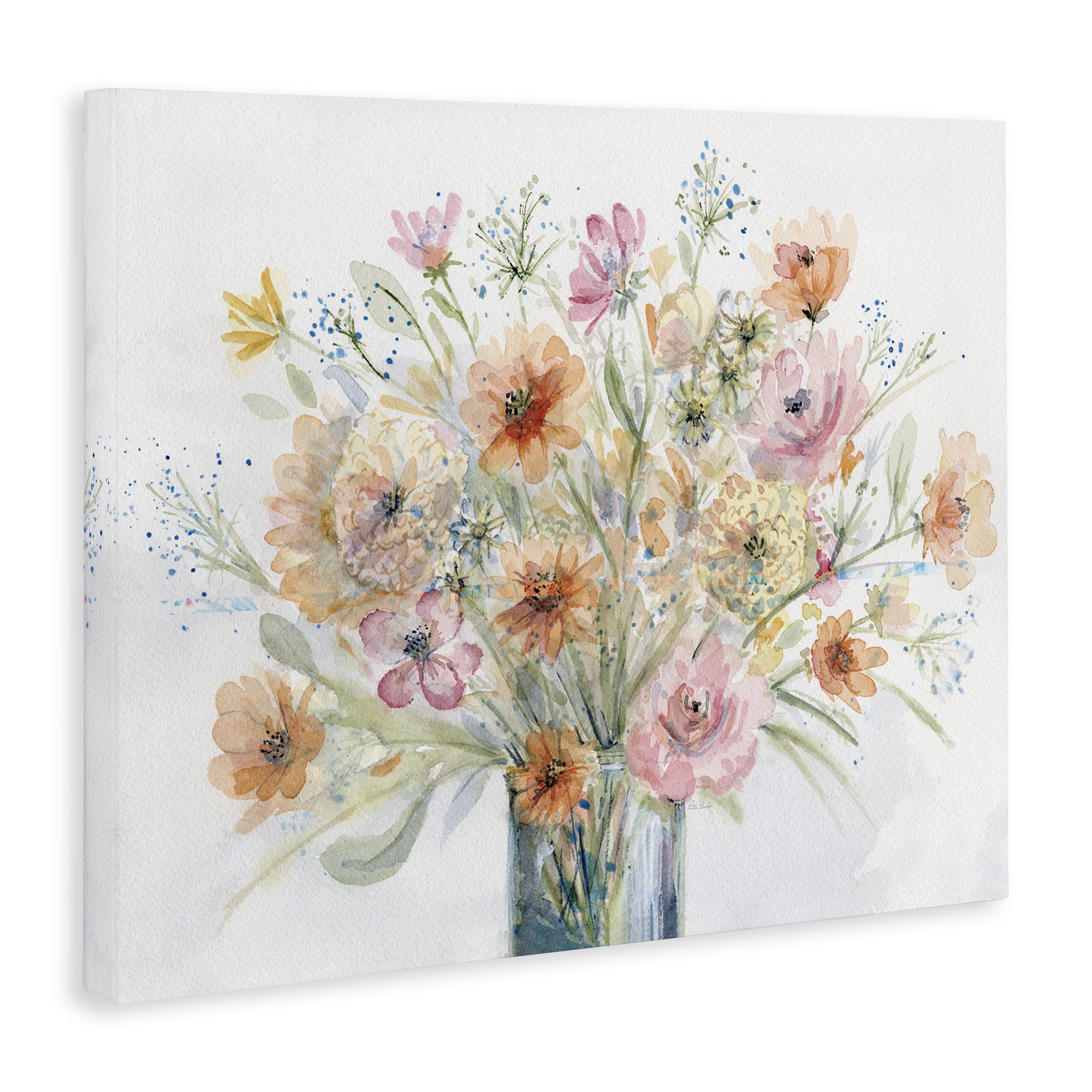 Stupell Industries Peach Pink Bouquet Botanical & Floral Painting Gallery Wrapped Canvas Art Print Wall Art, 40 x 30