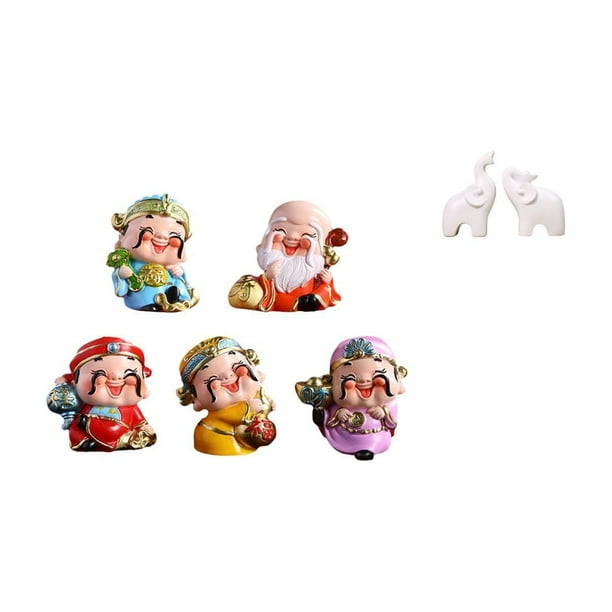 Juego De Esculturas De Mesa De Elefante De La Fortuna, Figuras De Resina De Dios De La Riqueza Y Animales Para Dormitorio, Oficina, Entrada, Fiesta De Año Nuevo, Decoración Del Hogar