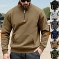 thumbnail image 2 of ZCFZJW Tactical Sweatshirts for Men Big and Tall Regular Fit Casual Fall Winter Elbow Patch Long Sleeve Quarter Zip up Stand Collar Pullover Tops Fashion 2025 Outfit Clothes with Pockets Black S, 2 of 10