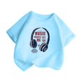 thumbnail image 3 of Chemises pour Filles Mignonnes Mode Imprimée Col Rond Manches Courtes Tee Été Décontracté Ample Hauts pour Filles, Tees Bleu 12 Ans-14 Ans, 3 of 5