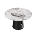 thumbnail image 5 of Modern Round Dining Table with Lazy Susan, White Sintered Stone Top and Black Metal Base, Seats 6, 5 of 10