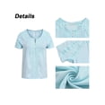 thumbnail image 4 of Orqqct Women Hollow Out Solid T-shirt Pullover Buttons Short Sleeve Round Neck Casual Tops, 4 of 4