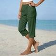 thumbnail image 6 of Capri Pants for Women Cotton Linen Casual Straight Leg Capris Pockets Fashion Side Button Designs Capri, 6 of 7