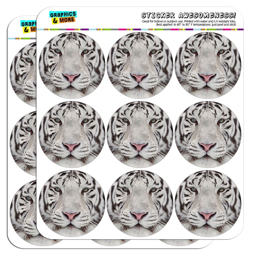 White Bengal Tiger with Blue Eyes 2' Scrapbooking Crafting Stickers
