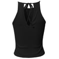 thumbnail image 3 of A2Y Women's Solid High Neck Racer-Back Cotton Spandex Crop Top Black S, 3 of 6